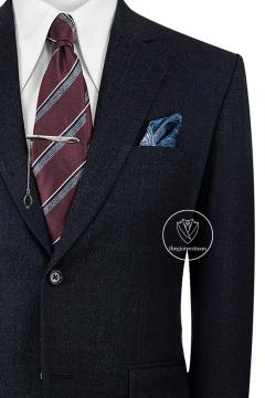 Bộ Suit Đen Sọc Xước Xám Classic Fit TGS363